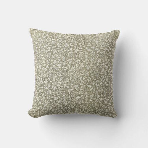 Elegant French Vintage Beige Floral Pattern Throw Pillow