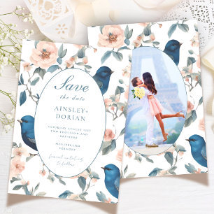 Elegant French Vintage Blue Chinoiserie Photo Save The Date