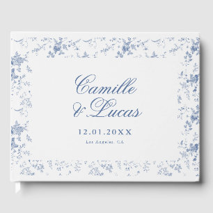 Elegant French Vintage Blue Floral Jouy Guest Book