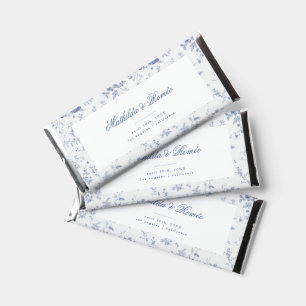 Elegant French Vintage Blue Floral Jouy Hershey Bar Favors