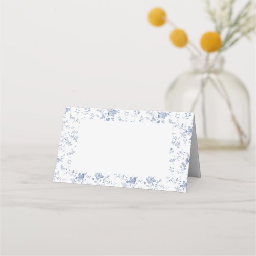 Elegant French Vintage Blue Floral Jouy Place Card