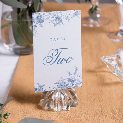 Elegant French Vintage Blue Floral Jouy Table Number