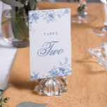 Elegant French Vintage Blue Floral Jouy Table Number<br><div class="desc">Add a touch of Parisian charm to your wedding reception tables with this elegant French vintage blue floral Jouy table number. It's a beautiful and functional detail that complements your wedding décor. This elegant table number isn't just functional; it's a beautiful decorative element that adds a touch of Parisian charm...</div>