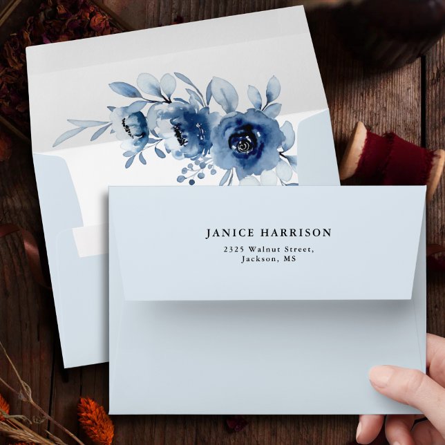 Elegant French Vintage Blue Floral Wedding Envelope (Creator Uploaded)