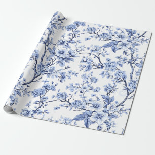 Elegant French Vintage Blue Floral Wrapping Paper