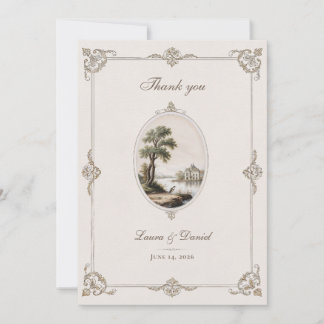 Elegant French Vintage Chateau Wedding Thank You Card