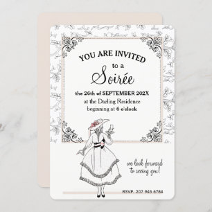 Elegant French Vintage Floral Soirée Party Neutral Invitation