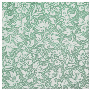 Elegant French Vintage Sage Green Floral Fabric