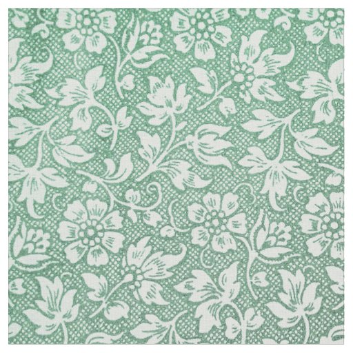 Elegant French Vintage Sage Green Floral Fabric