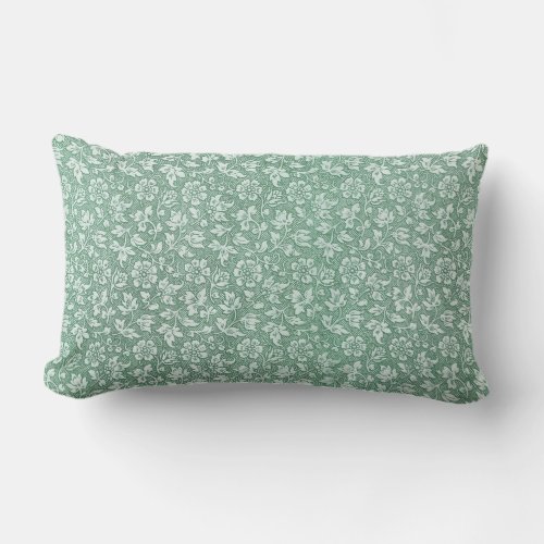 Elegant French Vintage Sage Green Floral  Lumbar Pillow