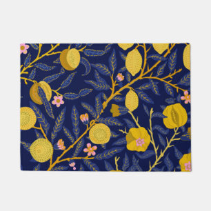 Elegant Fresh Blue Lemon vines pattern Doormat