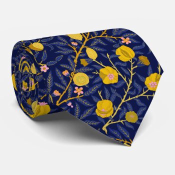 Elegant Fresh Blue Lemon Vines Pattern Neck Tie by AllAboutPattern at Zazzle