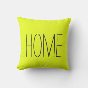 elegant fresh "home" neon yellow lemon color throw pillow