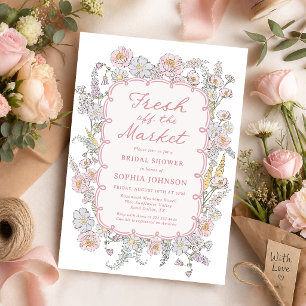 Elegant Fresh off the Market Floral Bridal Shower Invitation