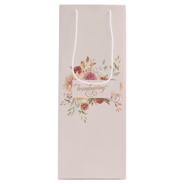 Elegant Friendsgiving Entertaining Wine Gift Bag (Front)