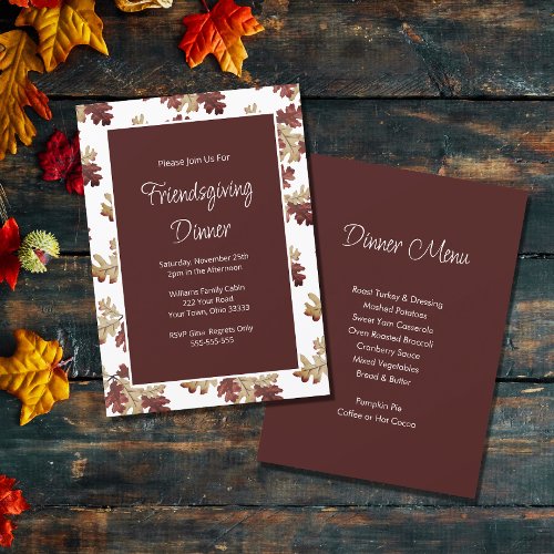 Elegant Friendsgiving Fall Foliage Dinner  Invitation