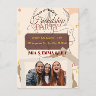 Elegant Friendship Party Celebration with Photo Postcard
