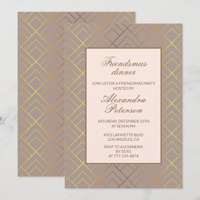 Elegant Friendsmas invitations dinner  (Front/Back)