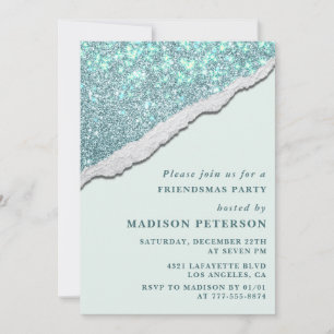 Elegant Friendsmas invitations Glam Glitter
