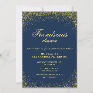 Elegant Friendsmas invitations Gold Glitter Glam