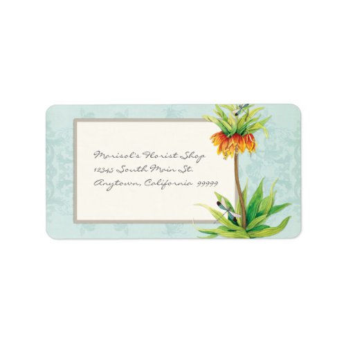 Elegant Fritillaria n Dragonfly Business Shipping Label