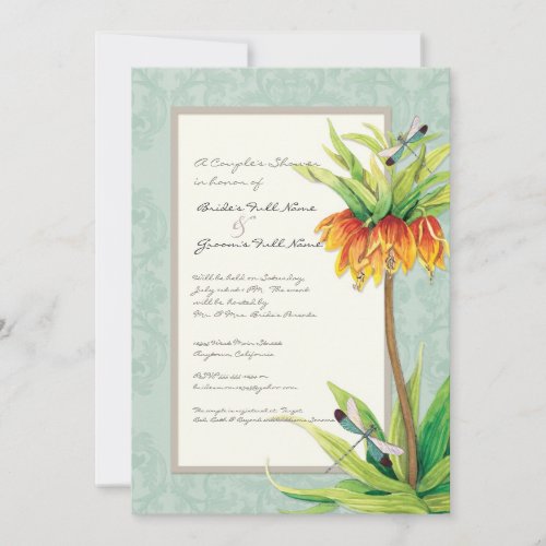 Elegant Fritillaria n Dragonfly Couples Shower Invitation