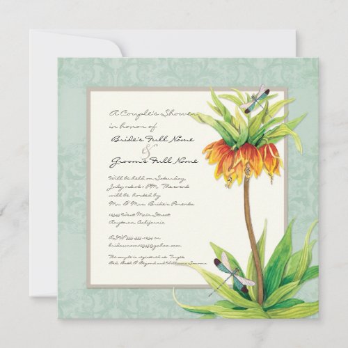 Elegant Fritillaria n Dragonfly Couples Shower Invitation