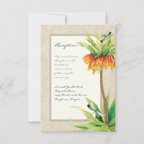 Elegant Fritillaria n Dragonfly Reception Invite