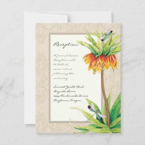 Elegant Fritillaria n Dragonfly Reception Invite