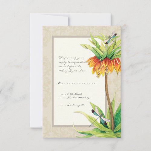 Elegant Fritillaria n Dragonfly RSVP Response Card