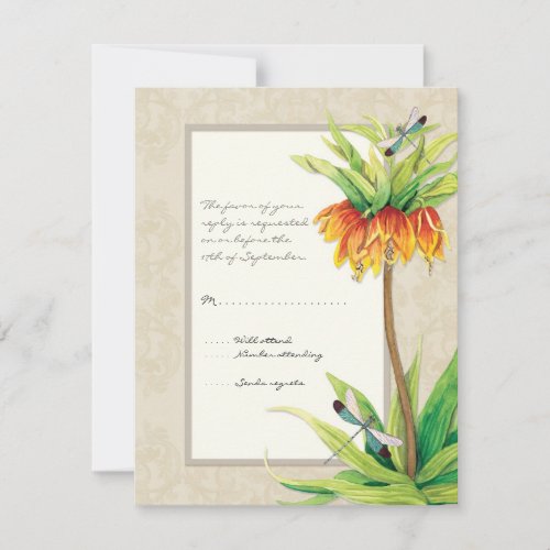 Elegant Fritillaria n Dragonfly RSVP Response Card