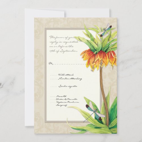 Elegant Fritillaria n Dragonfly RSVP Response Card