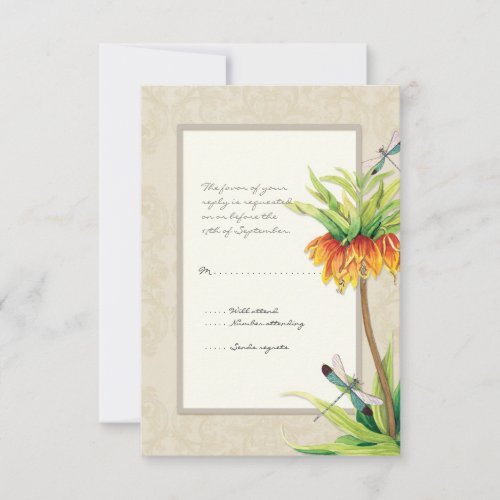 Elegant Fritillaria n Dragonfly RSVP Response Card