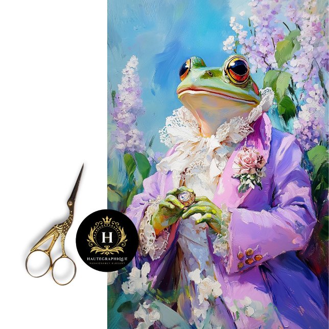 Elegant Frog in Lavender Floral Spring Decoupage Tissue Paper (Creator Uploaded)