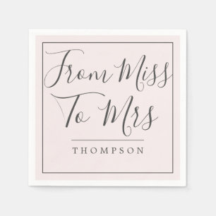 Elegant From Miss to Mrs Bridal Shower Blush Paper Napkins