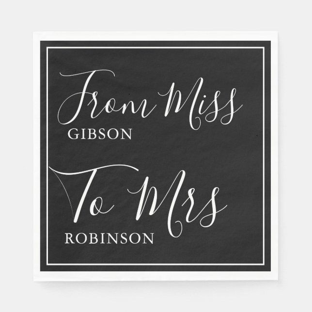 Elegant From Miss to Mrs Bridal Shower  Napkins (Front)