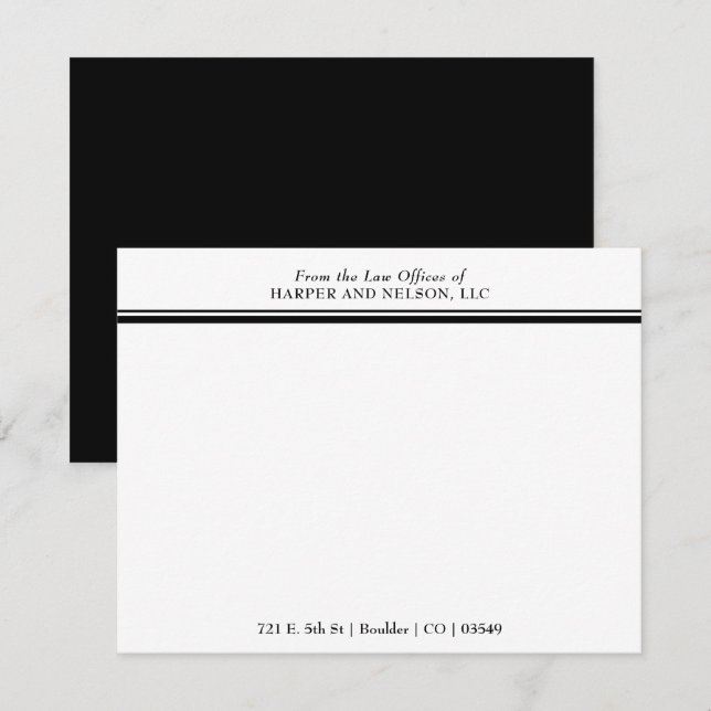 Elegant From the Desk of Double Border Lawyer Note Card (Front/Back)