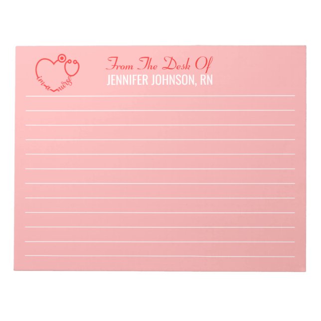 Elegant From The Desk Of Nurse Stethoscope Name  Notepad (Front)