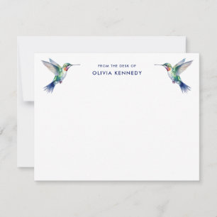 Elegant From the Desk of Personalized Hummingbird Note Card