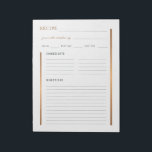 Elegant from the kitchen of blank recipe sheet notepad<br><div class="desc">Classy luxury blank recipe template for kitchen recipes organizer file or binder.            Suitable for a professional chef or cook,  restaurant,  bakery,  pastry,  coffee shop,  catering,  a cooking lover,  or a family cookbook.</div>