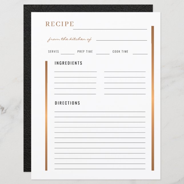 Elegant from the kitchen of gold blank recipe (Front/Back)