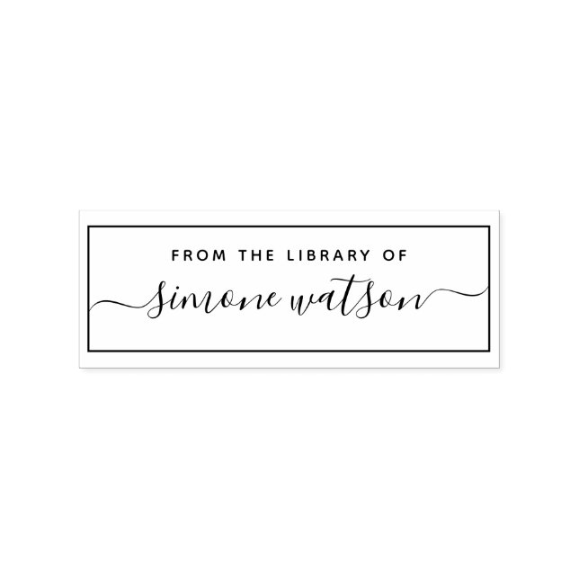 Elegant From The Library Of Custom Name Script Rubber Stamp (Imprint)