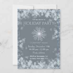 Elegant frost snowflake holiday party corporate invitation