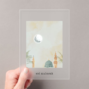 Elegant Frosted Acrylic Eid Mubarak Card Masjid Acrylic Invitations
