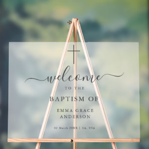 Elegant Frosted Baptism Welcome Acrylic Sign