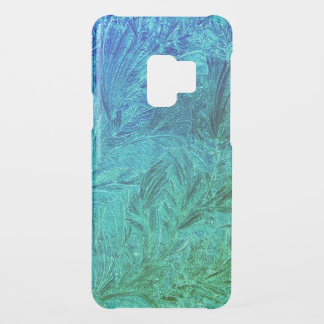 Elegant Frosted Blue Green Leaves Pattern Uncommon Samsung Galaxy Case (Back)