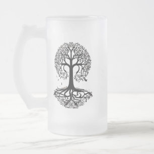 Elegant Frosted Glass Mug with Tree Silhouette - 1