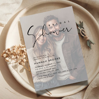 Elegant Frosted Vellum Overlay Photo Bridal Shower Invitation