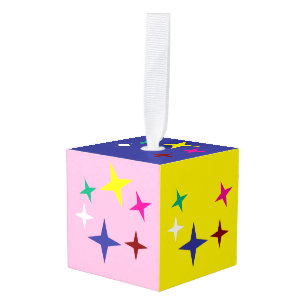 Elegant FrostedSky Cube Ornament