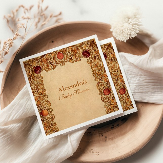 Elegant Fruit and Foliage Baby Shower Napkins (Creator Uploaded)
